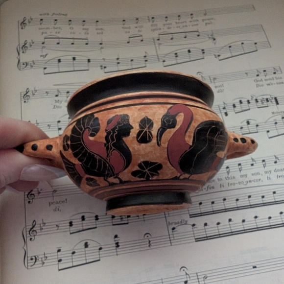 Vintage Greek Mythology Handcrafted Terracotta and Black Decorative Bowl - Picture 8 of 12